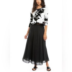 Hard Tail Black Double Layered Sweep Voile Midi Skirt, Size XL